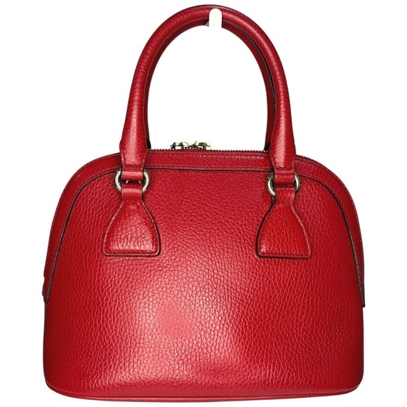 Gucci Red Leather Dome Satchel Crossbody Bag w Strap & Dust Bag | Excellent - Picture 3 of 14